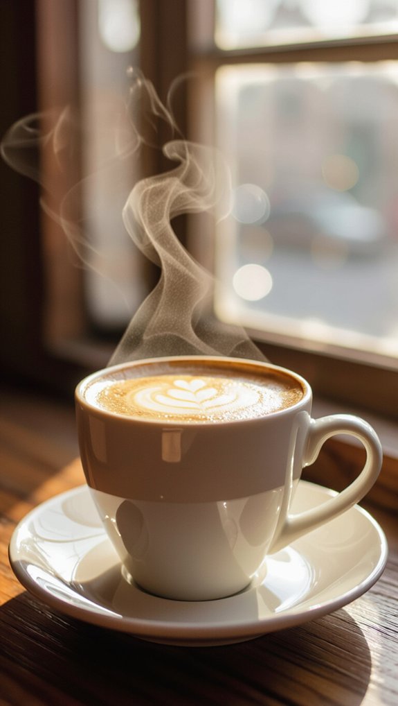 brewed coffee with steamed milk