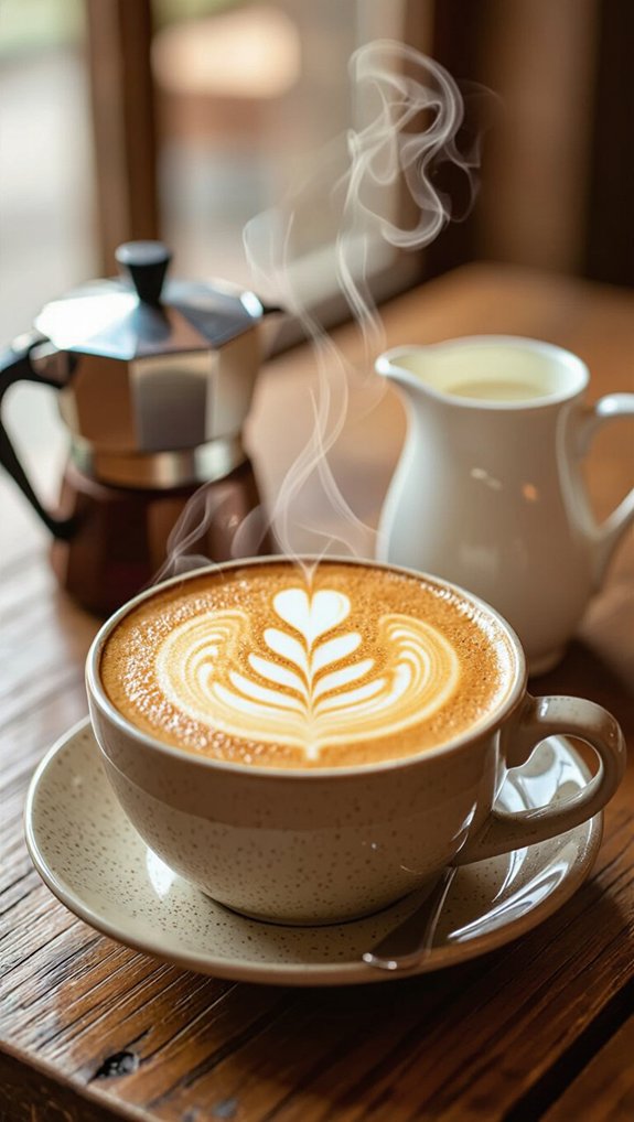 equal parts strong coffee and milk