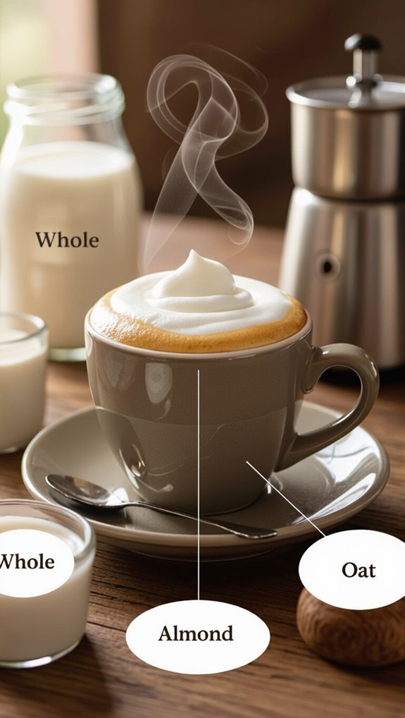 whole milk creates velvety foam