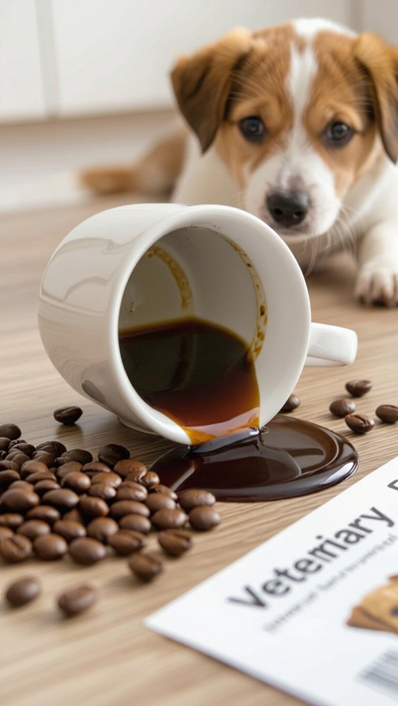 call vet immediately for caffeine