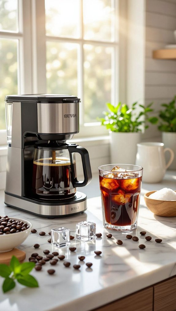 strong chilled coffee with vanilla