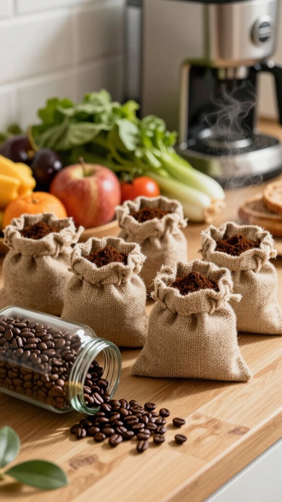 dry used grounds in breathable bags