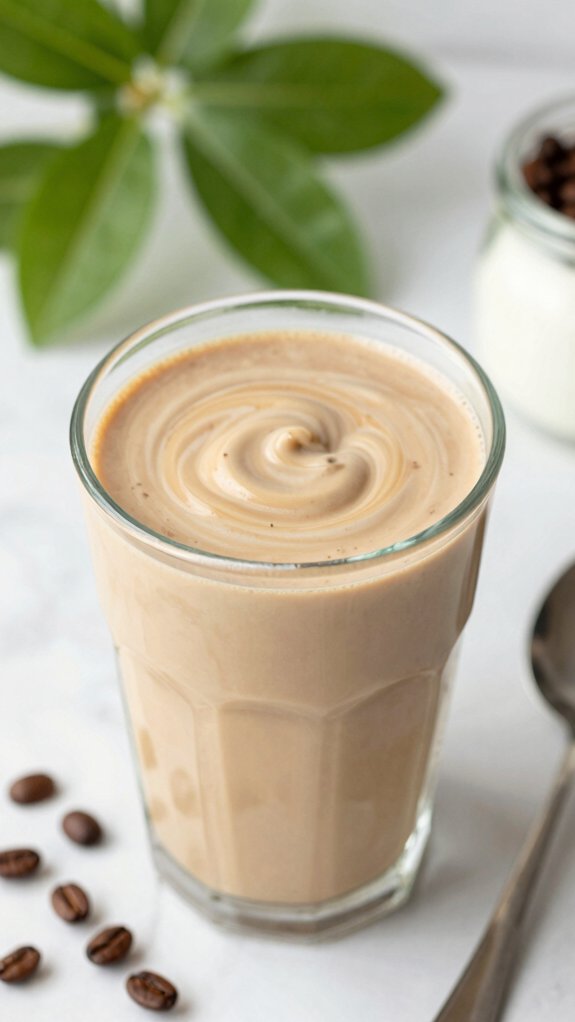 blending coffee yogurt smoothie